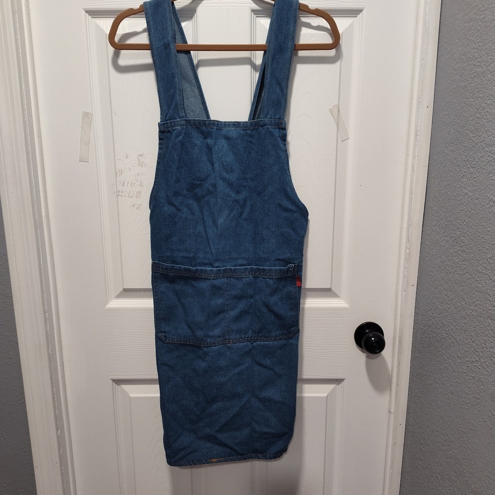 Denim Adult Apron Dark Wash Pockets Cross Back BBQ Cook Artist Baking Baker